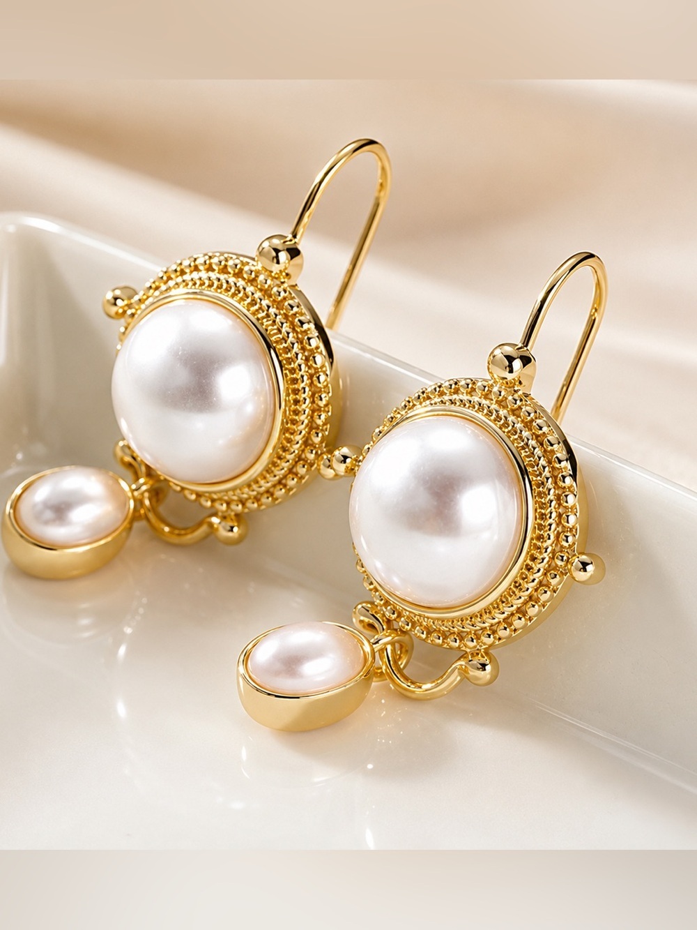 Vintage Baroque Pearl Drop Earrings